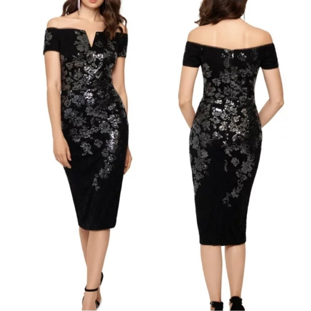 Xscape Lace Sequin Sheath Dress